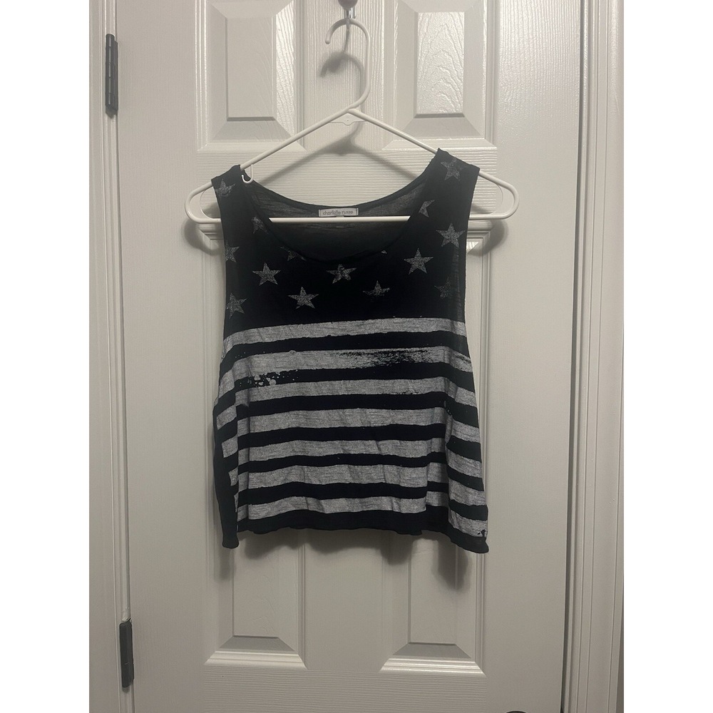 Charlotte Russe Women's blue and white stars and stripes tank top med America
